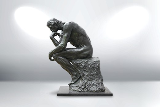 thinking-man-statue-with-photography-lighting