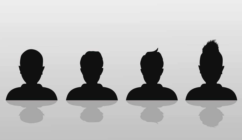 four silhouettes for customer user profiles