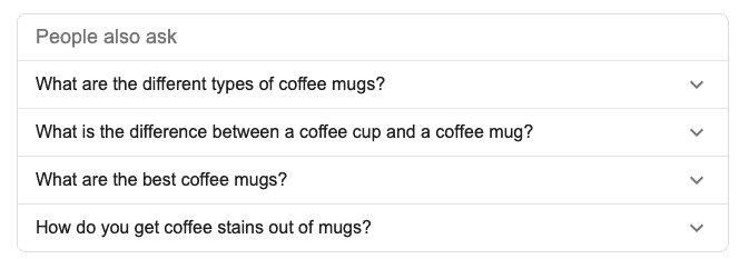 example of using Google's 'people also ask' feature for keyword research