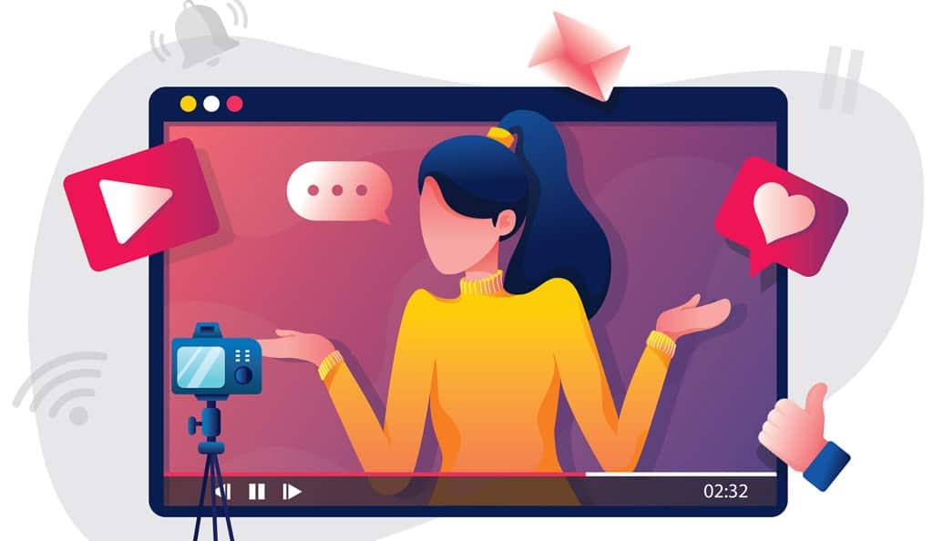 illustration of a girl on a screen highlighting video marketing