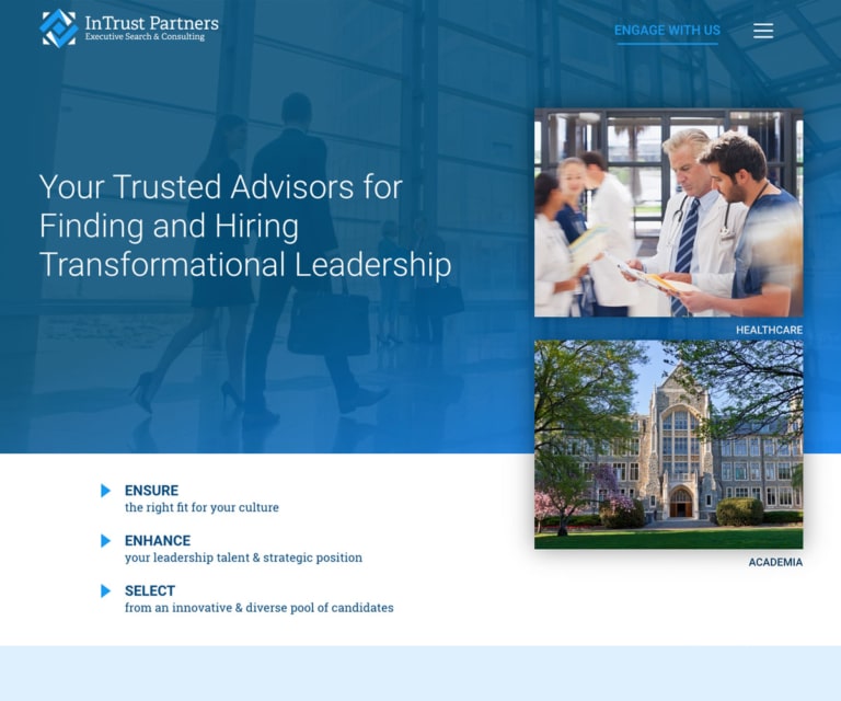 InTrust Partner's new website homepage design
