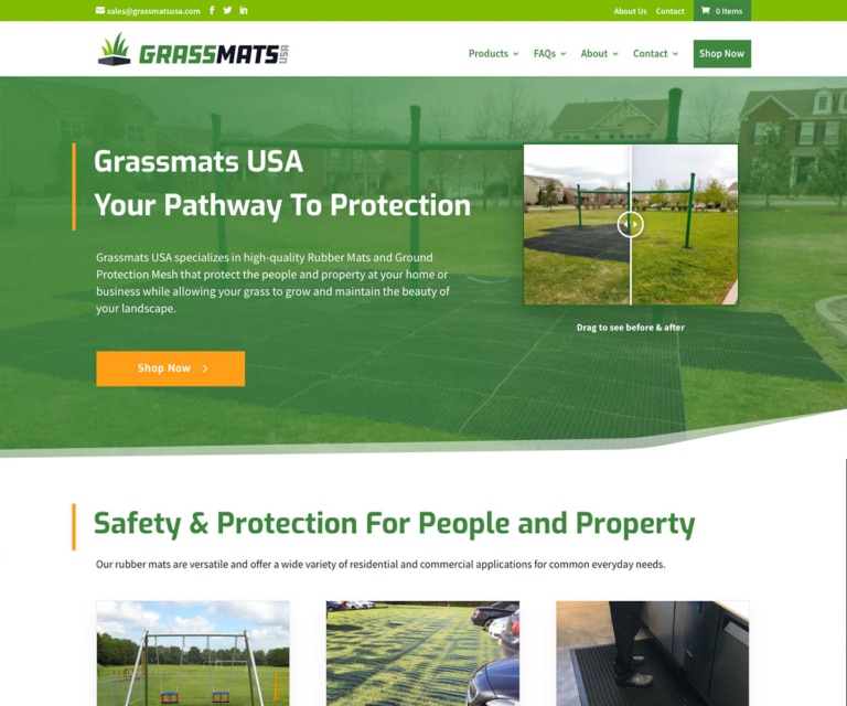 a look at Grassmats USA's updated website homepage