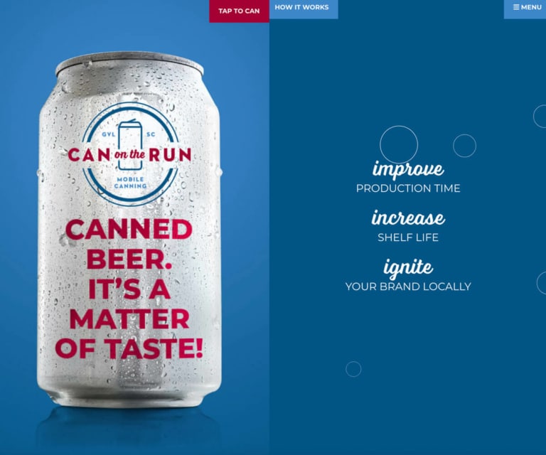 Can on the Run's new website homepage