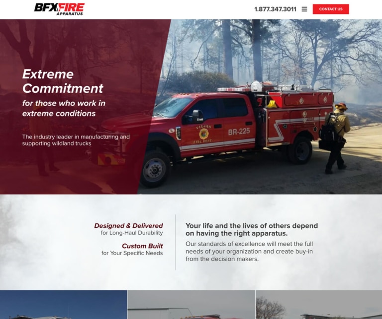 a look at the updated website homepage of BFX Fire