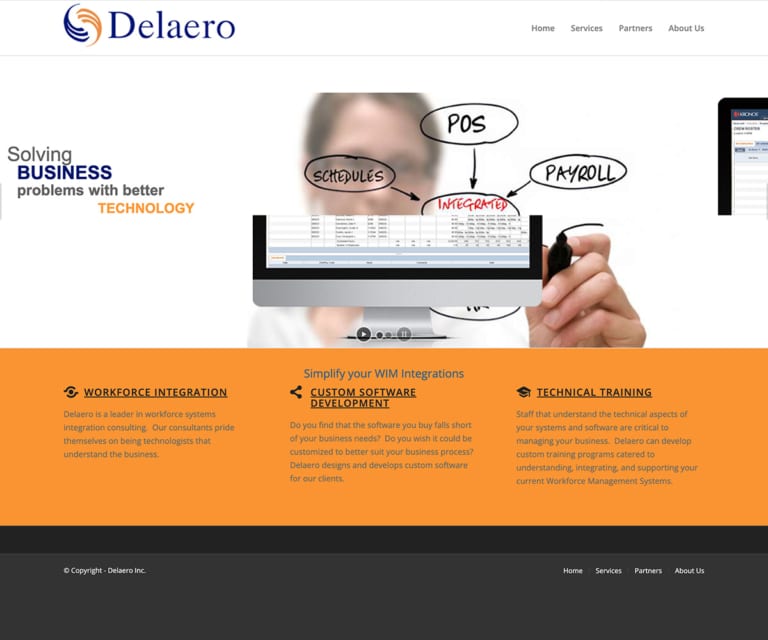 a view of Delearo's old website homepage