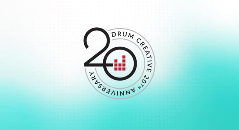 logo for 20 year anniversary for Drum Creative