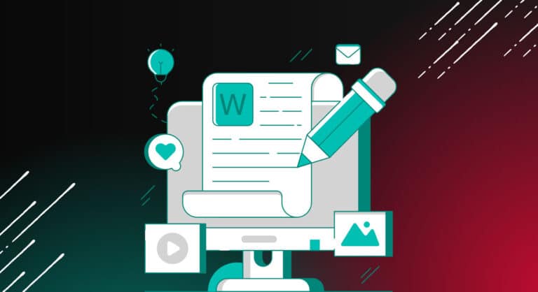 a graphic of a written document on a computer with a pencil hovering around it