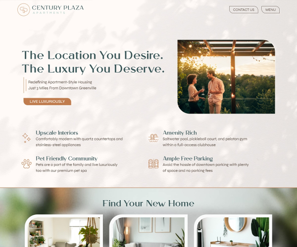 a look at the updated website homepage for Century Plaza Apartments