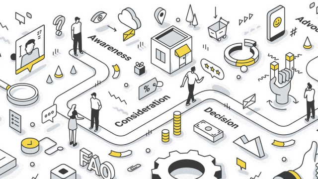 illustration of the customer journey through a UX-designed website