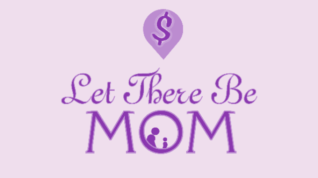 an image of the let there be mom logo in purple