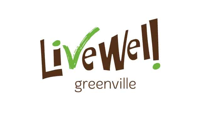 LiveWell Greenville's logo in green and brown