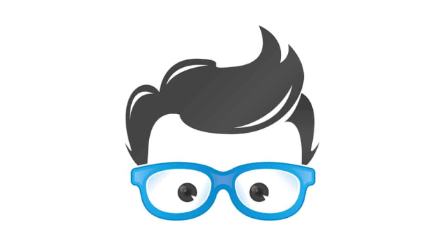 logo design showing hair and glasses with no face