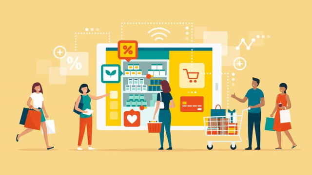 illustration of people shopping online