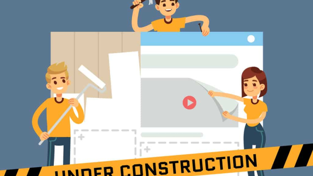 cartoon characters building a website